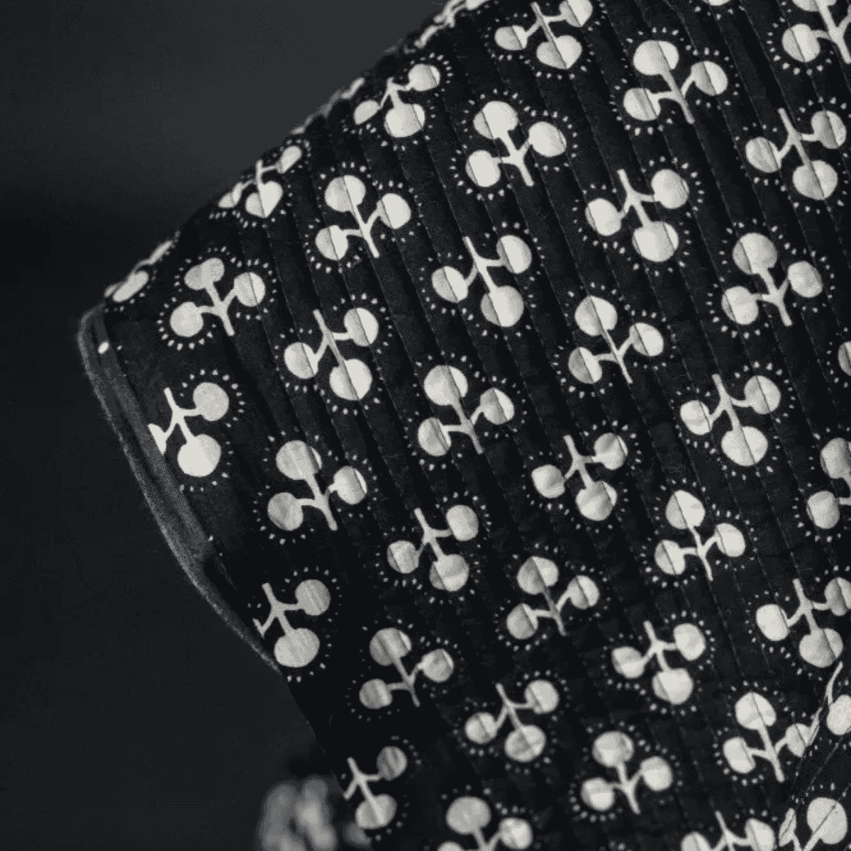 Quilted Indian Print Cotton - Bonsai - Black and White