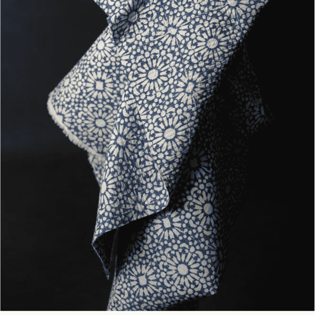 Quilted Indian Print Cotton - Papercut - Blue