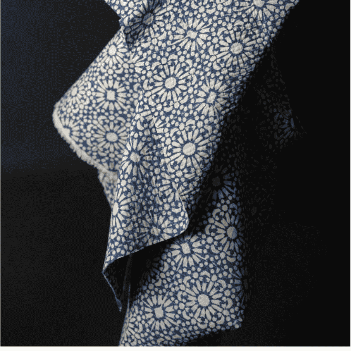 Quilted Indian Print Cotton - Papercut - Blue