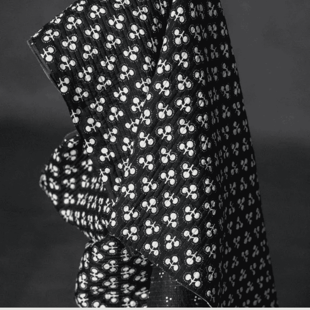 Quilted Indian Print Cotton - Bonsai - Black and White