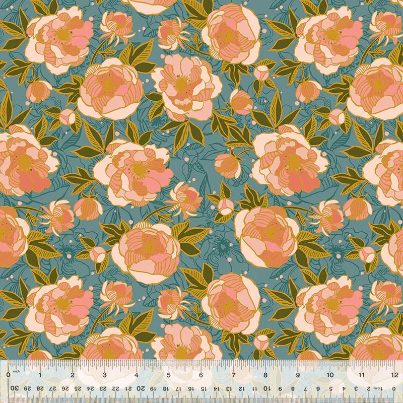 Lush Life - Wild Peonies - Soft Teal
