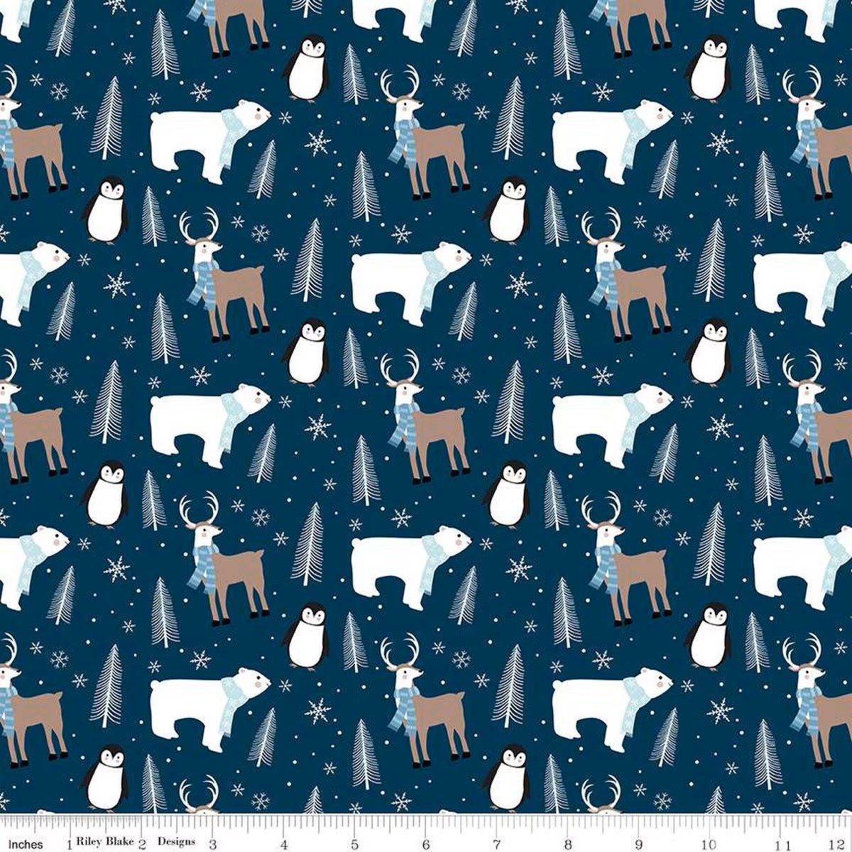 Designer Flannel - Winter Magic - Winter Animals - NAvy